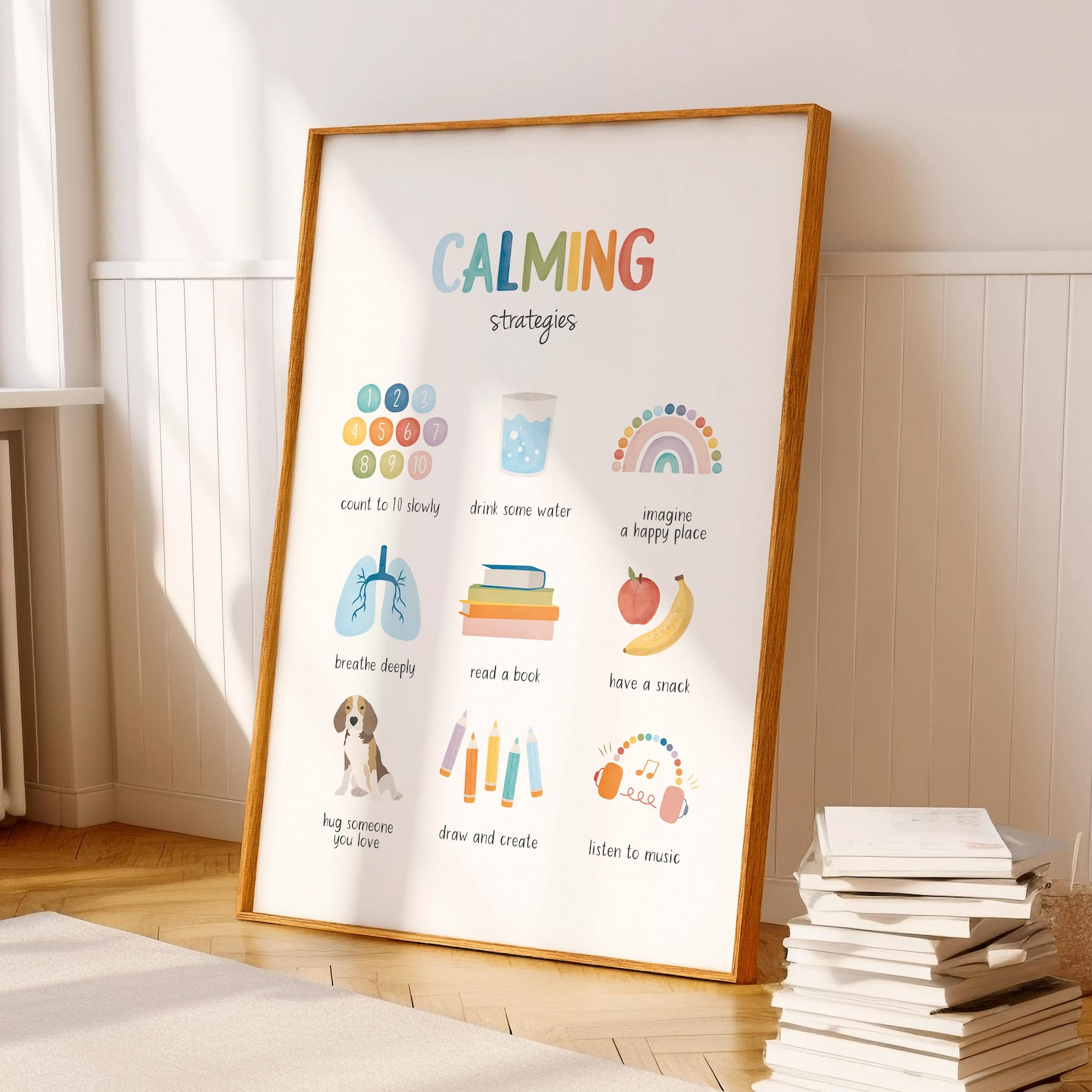 Calming Strategies Poster for Kids, Therapy Office Wall Art, Calm Down ...