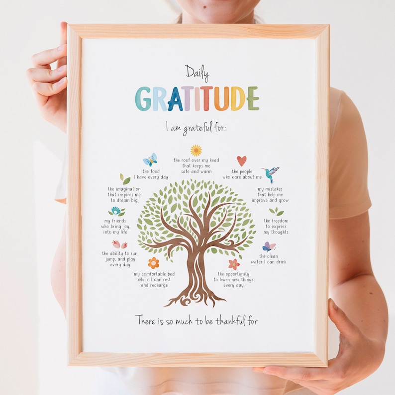 Daily Gratitude Poster, Therapy Office Decor, Growth Mindset, Home Office Inspiration, Calming Corner, School Psychology.