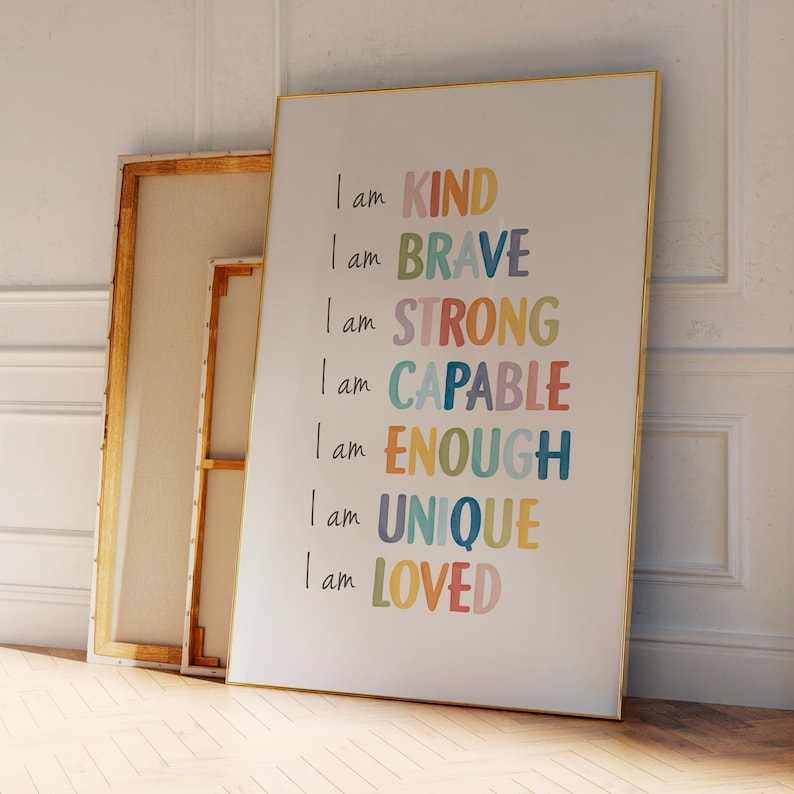 Rainbow Affirmations Print for Playroom, Classroom Wall Decor, Mental Health, Affirmations for Kids, Mental Health, Digital Download