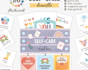 Self-Care Flashcards Bundle: Affirmations, Gratitude, Motivation (Digital Download)