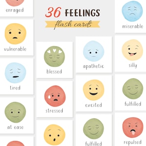 Self-Regulation Flash Cards, Feelings Thermometer, Feelings Scale, Counselor Office Decor, Mental Health, Digital Download