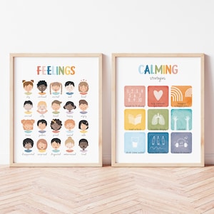 2 carteles de esquina tranquila, gráfico de sentimientos, consejero escolar, decoración de la oficina de terapia, cartel de salud mental, aula arcoíris, descarga digital
