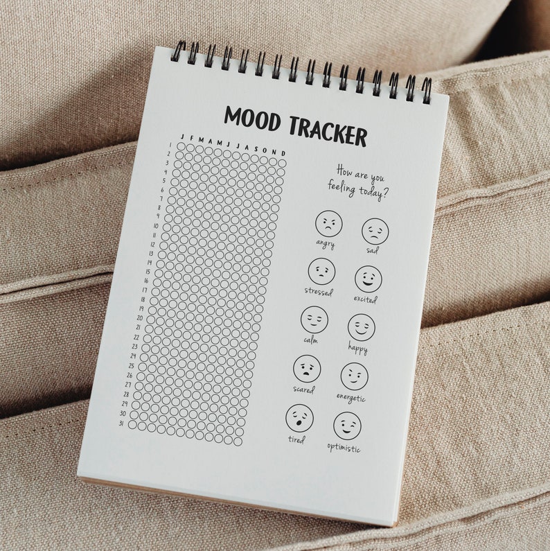 Yearly Mood Tracker, School Counselor Worksheet, Feelings Chart, Mental ...
