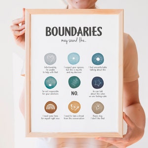 Boundaries Poster, Self-Respect, Mental Health, Therapy Office Decor, School Counselor Poster, Social Worker Print, Digital Download.