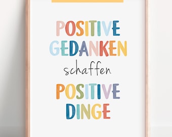 Poster geestelijke gezondheid in het Duits, inrichting therapiebureau, schoolbegeleider, schoolpsychologie, CGT, kalmerende hoek, digitale download