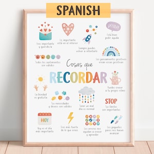 Spanish Things to Remember, Spanish Therapy Office Decor, Spanish Calming Corner, School Psychology, CBT, Digital Download