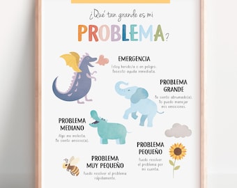 Spanish Feelings Poster: Therapy Office Decor, CBT School Counselor Print, Emotional Regulation (Digital Download
