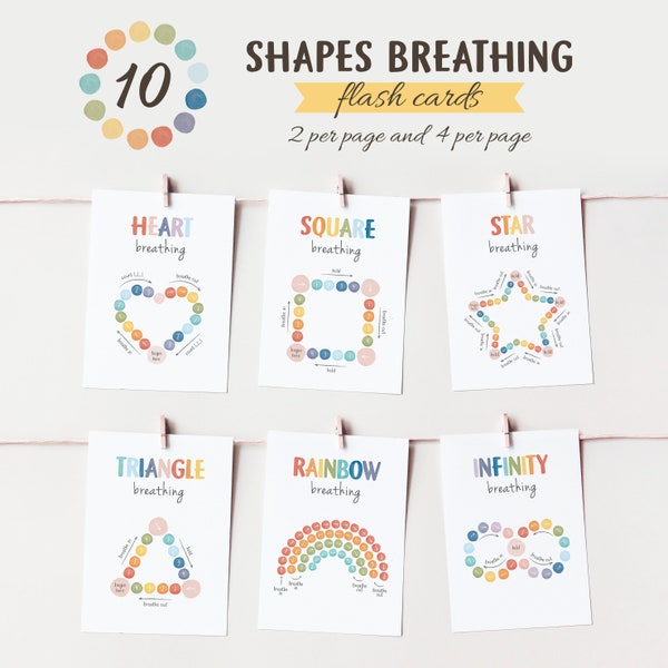 Breathing cards, Calming Corner, Mental Health, Grounding Technique, Anxiety Relief, Breathing Exercises, Flash Cards, Digital Download