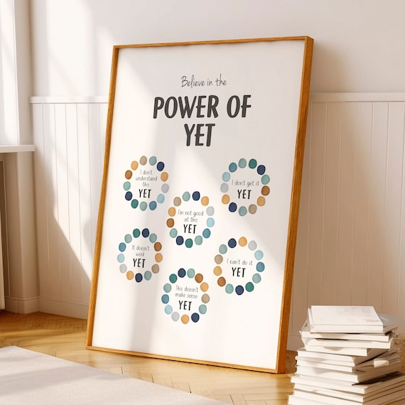The Power of Yet Poster: Growth Mindset Art (Digital Download)