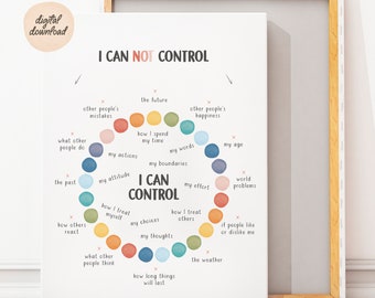 Things I Can Control Poster, Therapy Office Decor, Calming Down Corner, Mental Health Poster, Calming Corner Poster, Digital Download