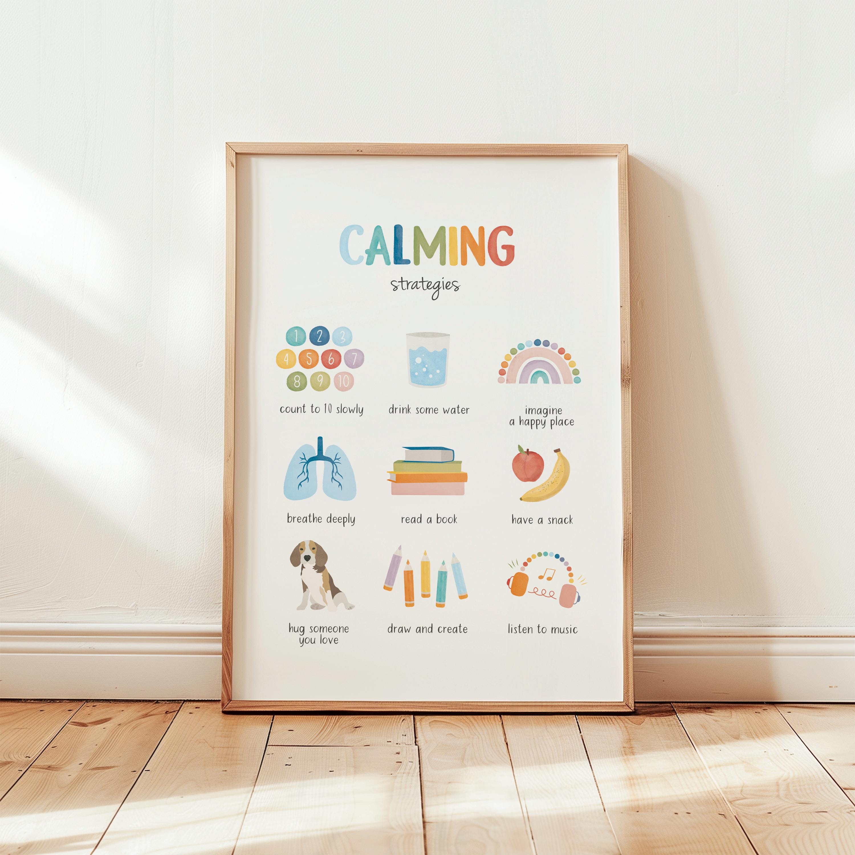 Calming Strategies Poster for Kids, Therapy Office Wall Art, Calm Down ...