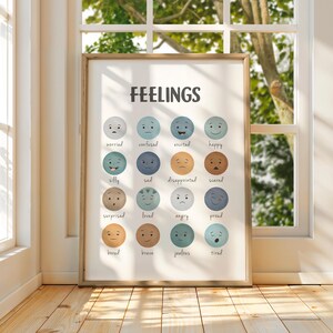 Feelings Chart for Kids, Emotions Faces Poster, Emotional Regulation Art, Calm Down Corner Printable, SEL Classroom Decor, Digital Download image 8