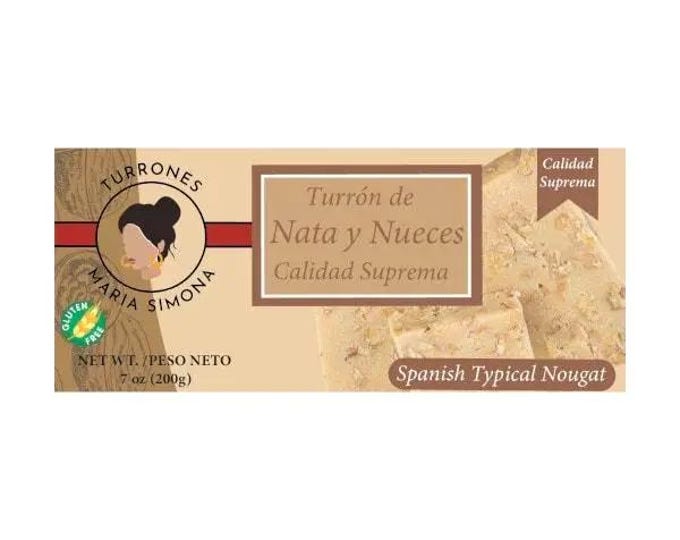 Turron with Cream and Walnuts, gourmet gift, traditional sweet nougat, Maria Simona