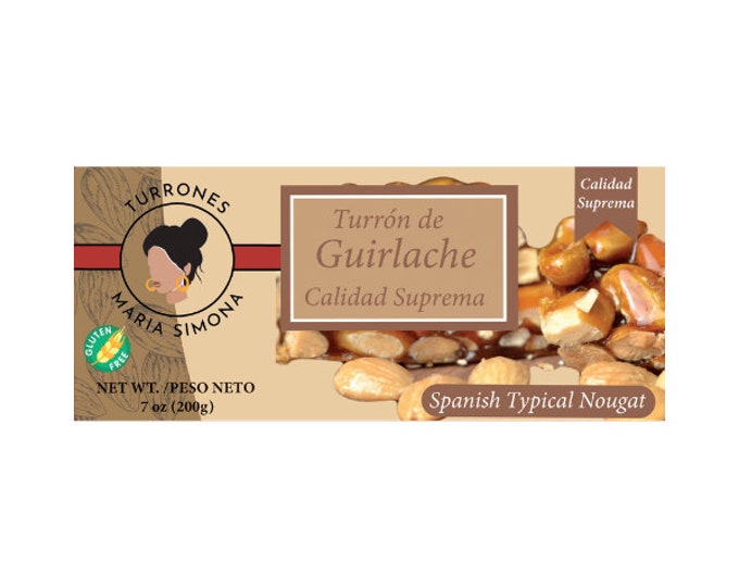 Turron au Guirlache (caramel), with almonds and solidified caramel, gourmet gift, traditional sweet nougat, Maria Simona