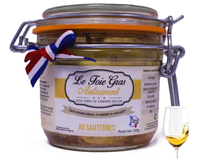 Foie gras artisanal au Sauternes (vin blanc) – sans conservateurs, additifs ni colorants. Goût pur, raffiné et 100 % naturel ! Excellent