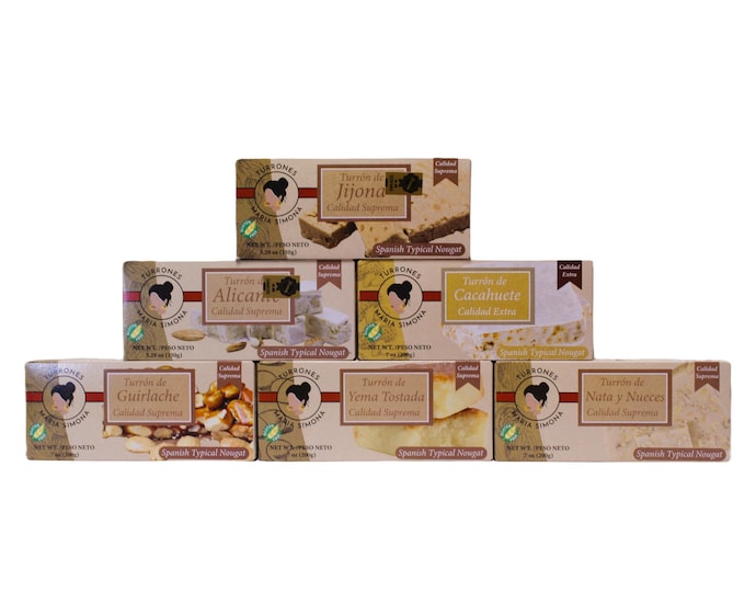 Maria Simona Traditional Turrón Box | Gluten-Free Spanish Nougat | Artisanal Selection for Festive Gifts | Supreme Quality