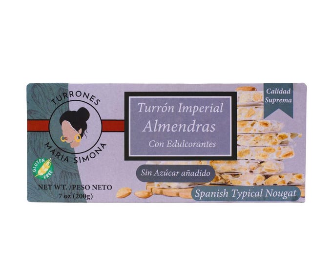 Turron d'Alicante IGP croquant sans sucres ajoutés. Douceur saine et authentique. Qualité suprême.