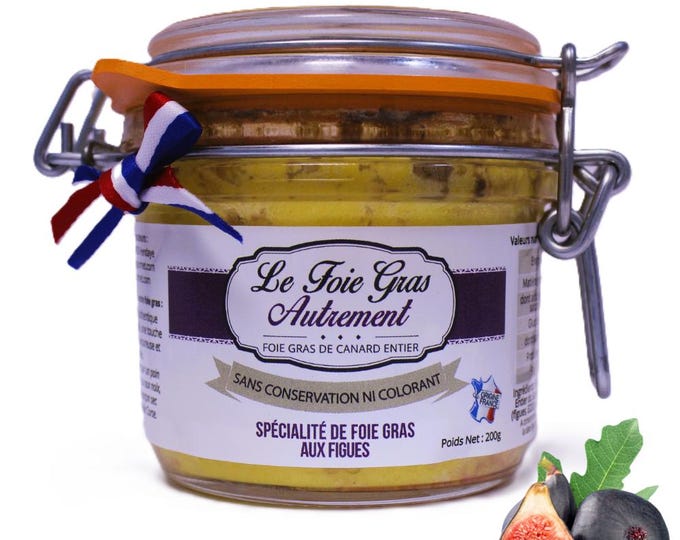 Foie gras artisanal aux figues. Alliance sucrée-salée parfaite pour vos moments de dégustation raffinée ! Idéal pour Noël