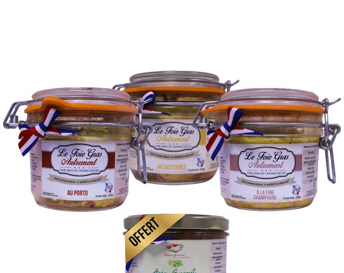 Chingudy Assortment: 3 exceptional foie gras, complimentary aperitif, artisanal quality. Gourmet, refined, exclusive. Enjoy now