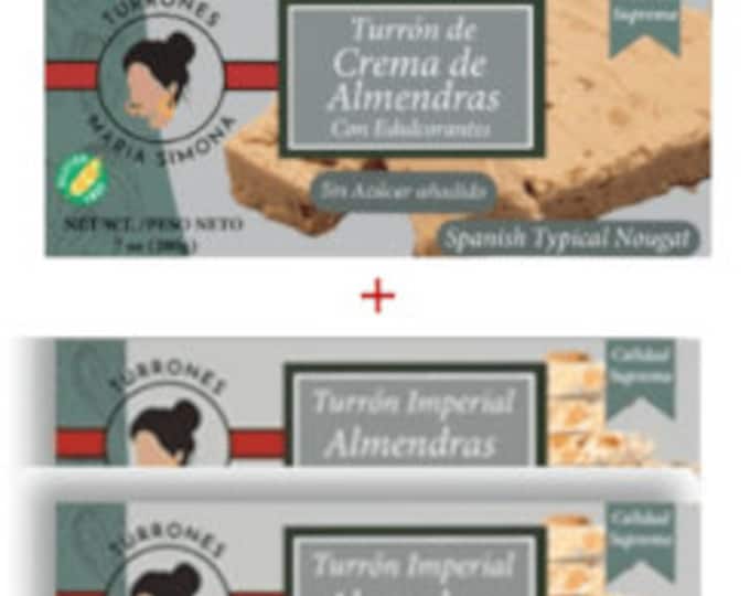 Sugar-free Mix Pack, roasted almonds & honey, gluten-free, traditional nougat. Supreme gift box, natural quality