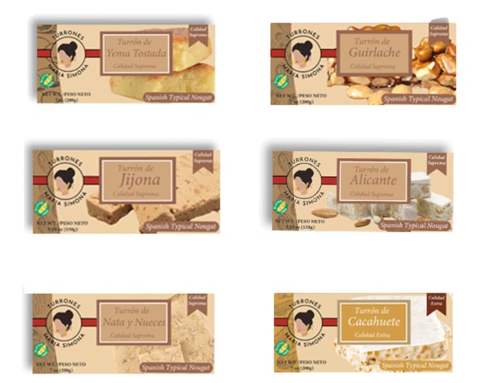 Maria Simona Traditional Turrón Box | Gluten Free Spanish Nougat | Artisanal Selection for Festive Gifts | Supreme Quality