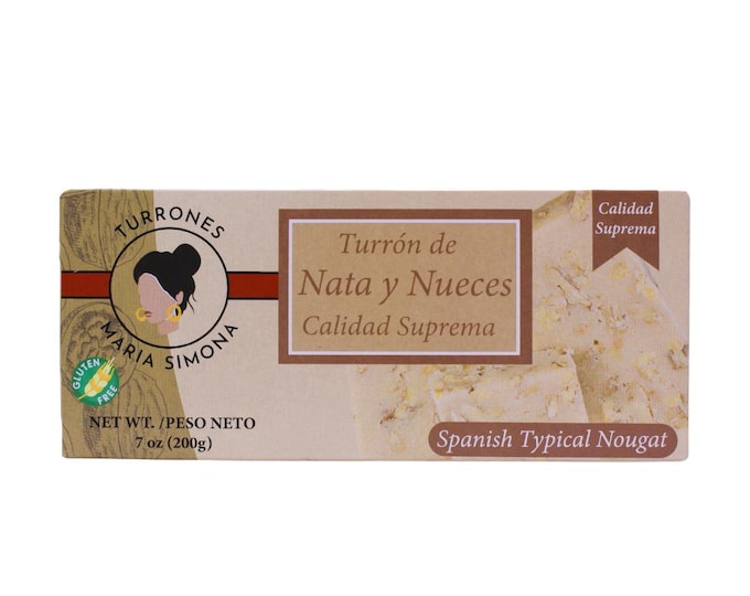 Turron with Cream and Walnuts, gourmet gift, traditional sweet nougat, Maria Simona