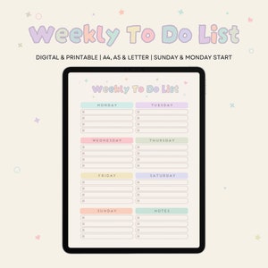 Weekly to do list printable, Task list, Digital to do list template, Cute to do list, Weekly planner