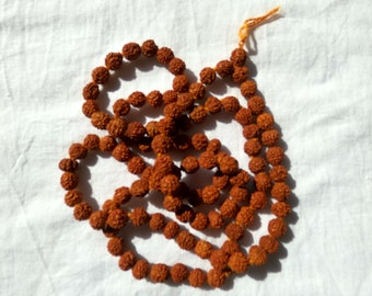 Rudraksha japa mala (108+1 cuentas) / cinco caras para curación y meditación (semillas de rudraksha naturales indias)