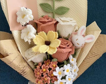 Handmade Crochet flowers bouquet, crochet rose flowers, rose flower, tulip flowers | Mother's day gift, Graduation gift, Valentines Gift
