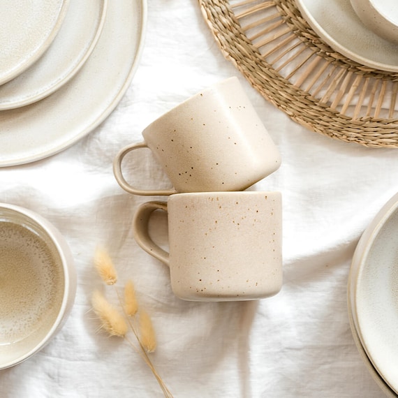 Tasse Eelina - Cappuccino Beige, Steingut, Keramik, Becher, Teetasse, Kaffeetasse