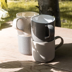 Cup Set - Granite Grey & Cappuccino Beige, Stoneware, Ceramic, Mug, Coffee Cup, Tea Cup