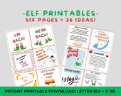 Elf on Shelf Printable Notes: 36 Ideas (Instant Digital Download)