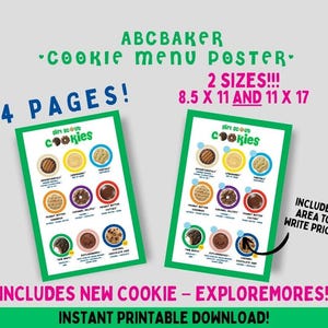 Menu de biscuits ABC Bakers Girl Scout : affiche du stand (téléchargement numérique instantané) - comprend Exploremores !