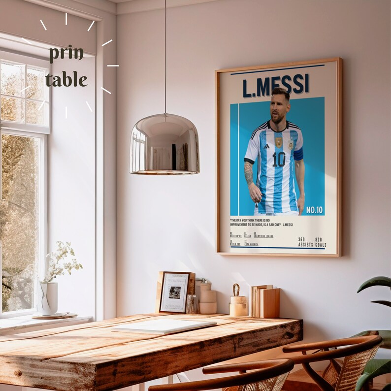 messi poster,argentina poster,Goat poster,Football Art Print,Mid-Century Modern,Uni Dorm Room,socker gift,Football Art poster,world cup zdjęcie 3