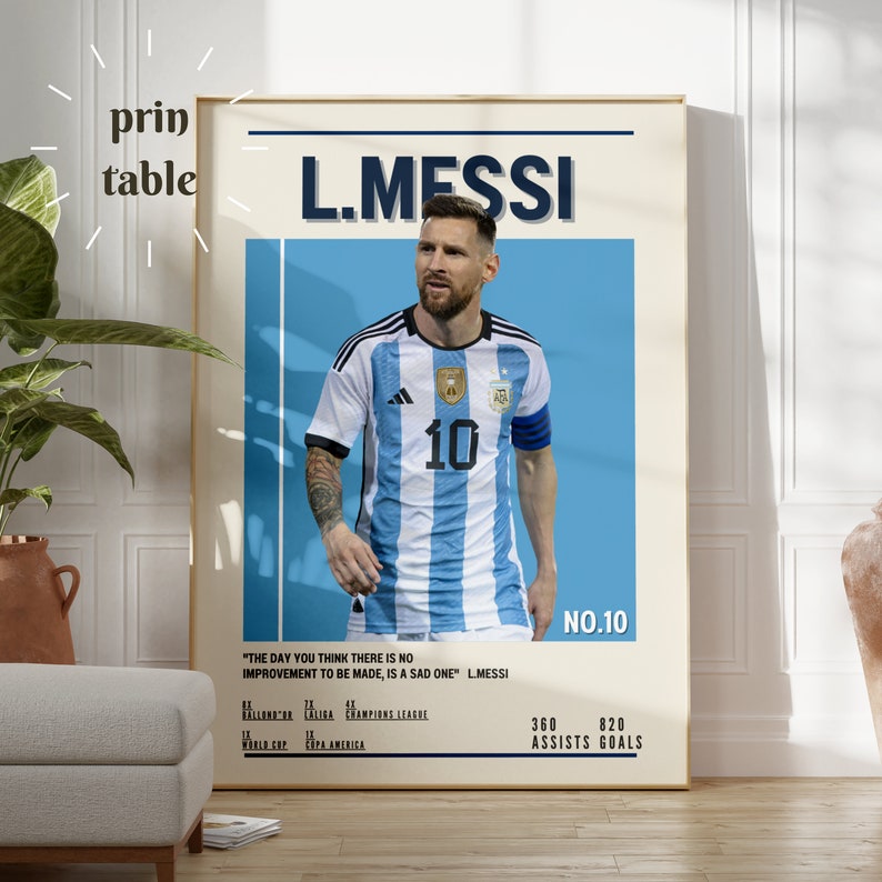 messi poster,argentina poster,Goat poster,Football Art Print,Mid-Century Modern,Uni Dorm Room,socker gift,Football Art poster,world cup zdjęcie 2