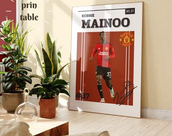 kobbie mainoo poster,kobbie mainoo signature,England player poster,kobbie mainoo print,Football Art Print,Mid-Century Modern,Uni Dorm Room