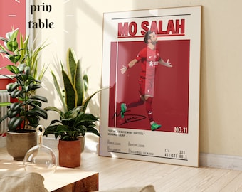 Mohamed Salah Poster,Mo Salah quotation,Mid-Century Modern,Uni Dorm Room,socker gift,sports poster gift,Egyptian Footballer,socker poster