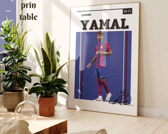 Poster Lamine Yamal,Poster digitale Lamine Yamal,Regali di calcio,Moderno Mid-Century,Uni Dorm Room,regalo socker,firma Lamine Yamal