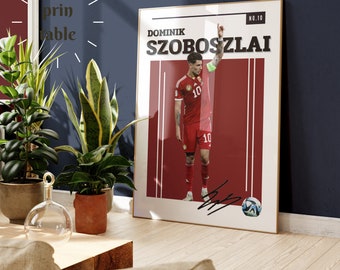 dominik szoboszlai poster,Hungary player poster,szoboszlai print,Football Art,Mid-Century Modern,Uni Dorm Room,socker gift,Football Art