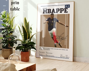 Kylian Mbappé Poster, Kylian Mbappé print,france Football Print, Football Poster, Soccer Poster, Sports Poster, Gift For Him,jude print