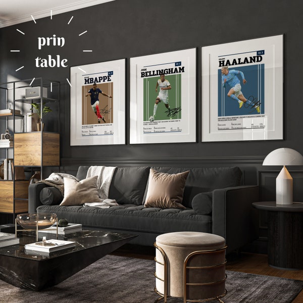 set of 3 poster,jude bellingham Postern,Kylian Mbappé Poster,Erling Braut Haaland Poster,Football Poster, Soccer Poster, Sports Poster