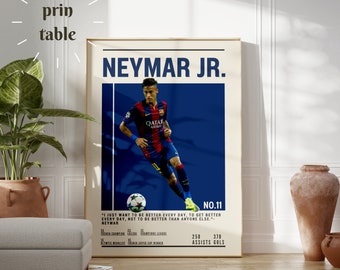 Neymar Poster, Neymar Print Art, Neymar Digital poster, Football Gifts,Brazil Poster,Neymar Football Wall Poster,barcelona fc