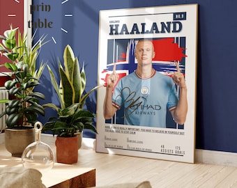 haaland Poster,haaland Digital poster,Football Gifts,Mid-Century Modern,Uni Dorm Room,socker gift,Football Art Print,norway Poster,socker