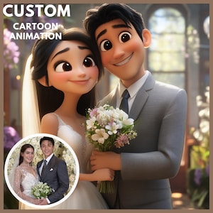 Personalized Family Portrait, Cartoon Portrait From Photo, 3D animation, Custom Cartoon Animation, Cartoon Couple, Digital File, give