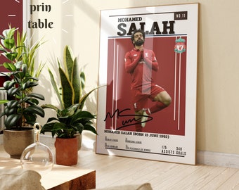 Mohamed Salah poster,egypt player poster,Mohamed Salah print,Football Art,Mid-Century Modern,Uni Dorm Room,socker gift,Football Art,socker