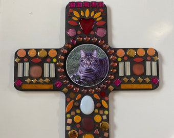 Small Mosaic Memorial Cross Wall Hanging