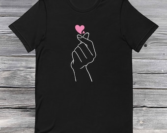 Cadeau chemise symbole d'amour coréen pour elle, chemise doigts d'amour coréen, cadeau chemise Kpop pour fille, amateur de culture de la Corée du Sud