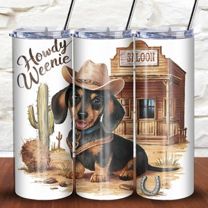 Cowboy Dachshund Tumbler Wrap - Western Motiv mit Dackel Hund PNG