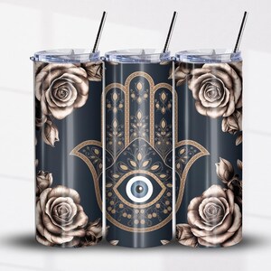 Emballage pour verre Evil Eye Hamsa Mystic - Design Boho PNG - Sublimation de verre mince 20 oz