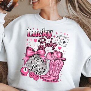 Maglietta con grafica Lucky Casino Baby Western Design - Cowgirl Disco Rosa - PNG Clipart Design - Download istantaneo a sublimazione